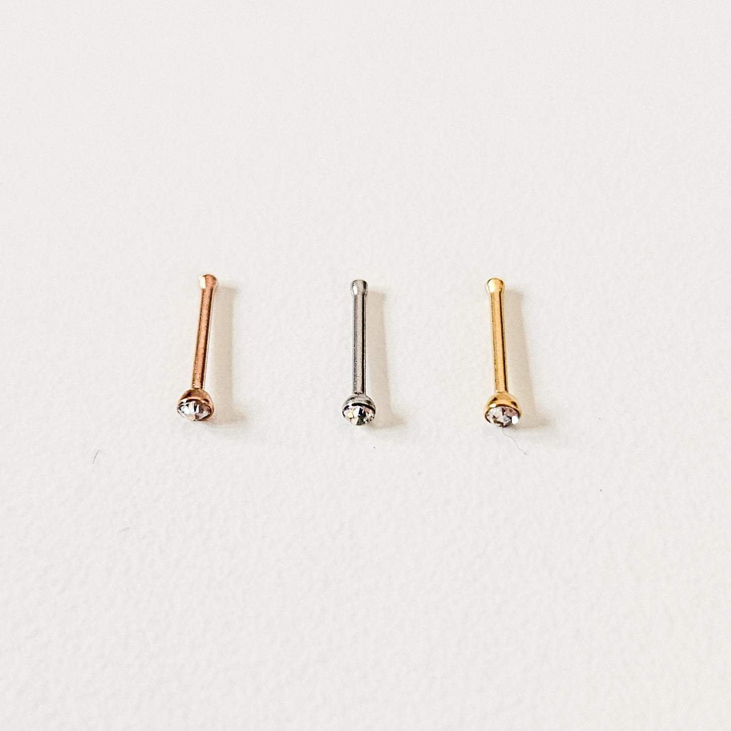 Tiny Diamante Bezel | Straight Nose Stud (1pc single)