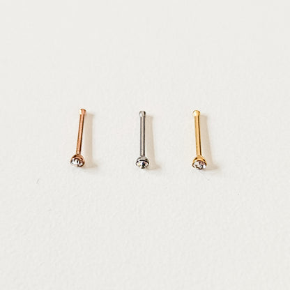 Tiny Diamante Bezel | Straight Nose Stud (1pc single)