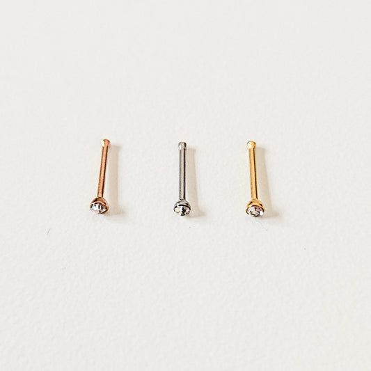 Tiny Diamante Bezel | Straight Nose Stud (1pc single)