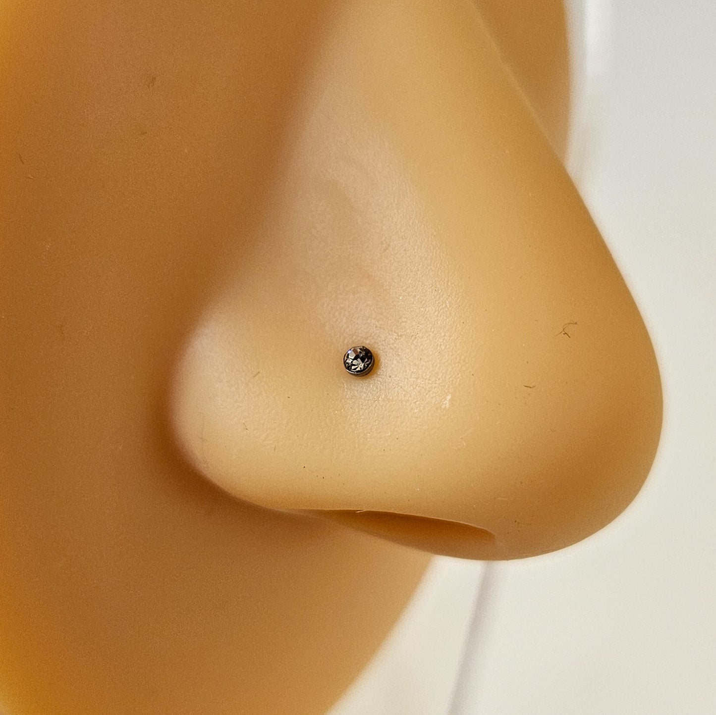 Tiny Diamante Bezel | Straight Nose Stud (1pc single)