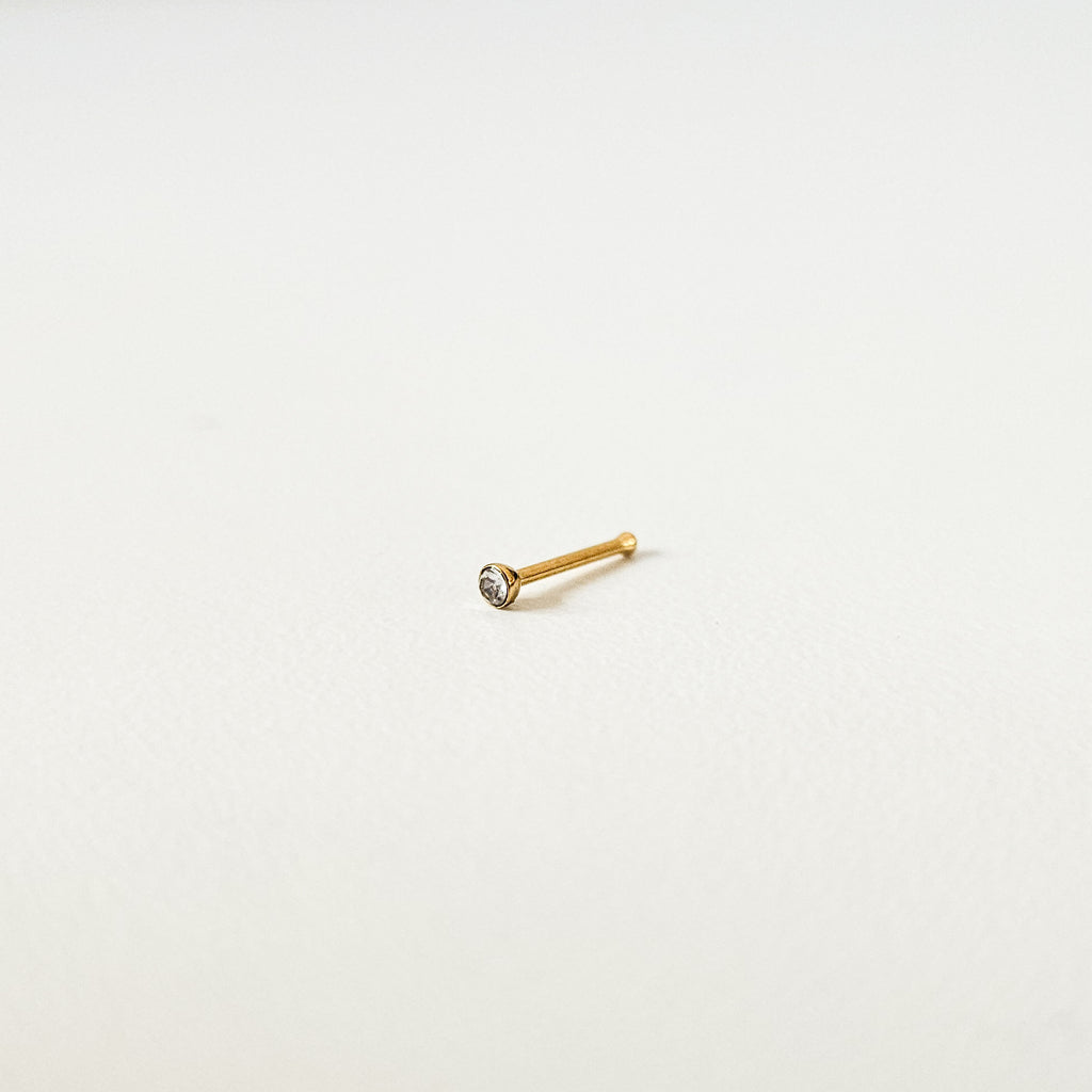 Tiny Diamante Bezel | Straight Nose Stud (1pc single)