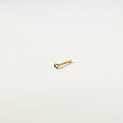 Tiny Diamante Bezel | Straight Nose Stud (1pc single)