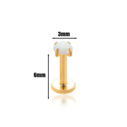 3mm Opal | Threadless Flat Back Stud (1pc single)