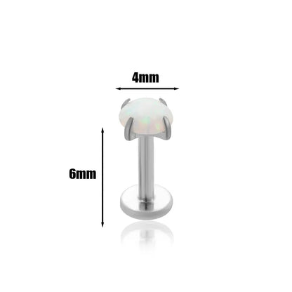 4mm Opal | Threadless Flat Back Stud (1pc single)