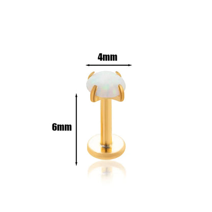 4mm Opal | Threadless Flat Back Stud (1pc single)