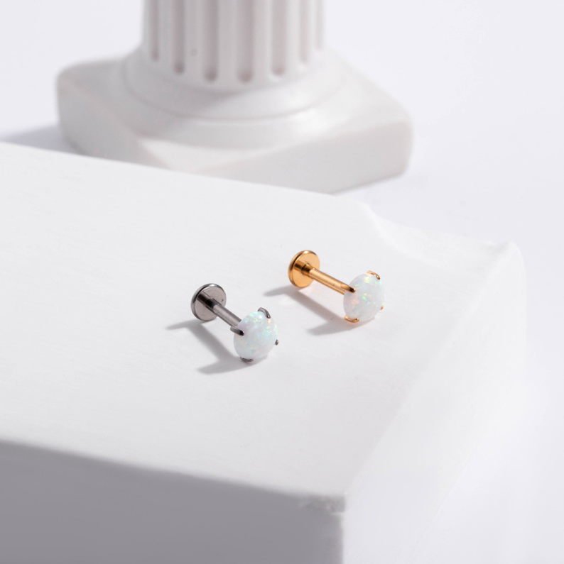 5mm Opal | Threadless Flat Back Stud (1pc single)