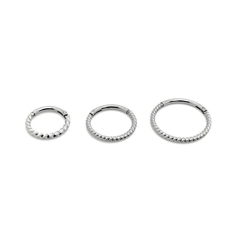 1.2mm Ropey | Stainless Steel Seamless Clicker Ring 16G Gauge