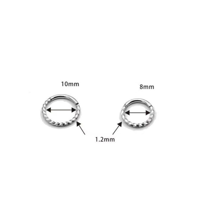 1.2mm Ropey | Stainless Steel Seamless Clicker Ring 16G Gauge