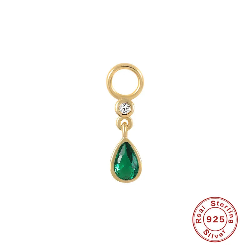 Green Drop | Sterling Silver Earring Charms