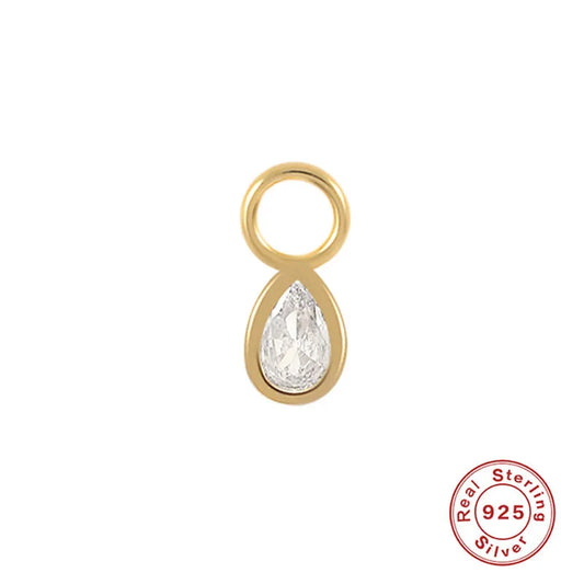 Sterling Silver Earring Charm | Bezel Pear