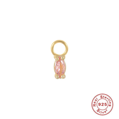 Sterling Silver Earring Charm | Pink Marquise