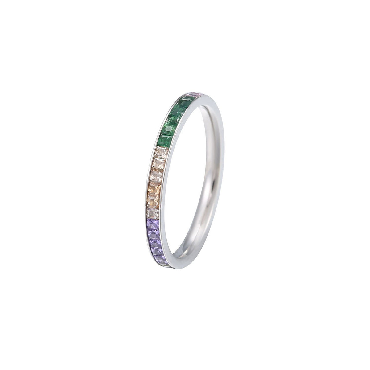 Rainbow Channel Set Eternity Ring