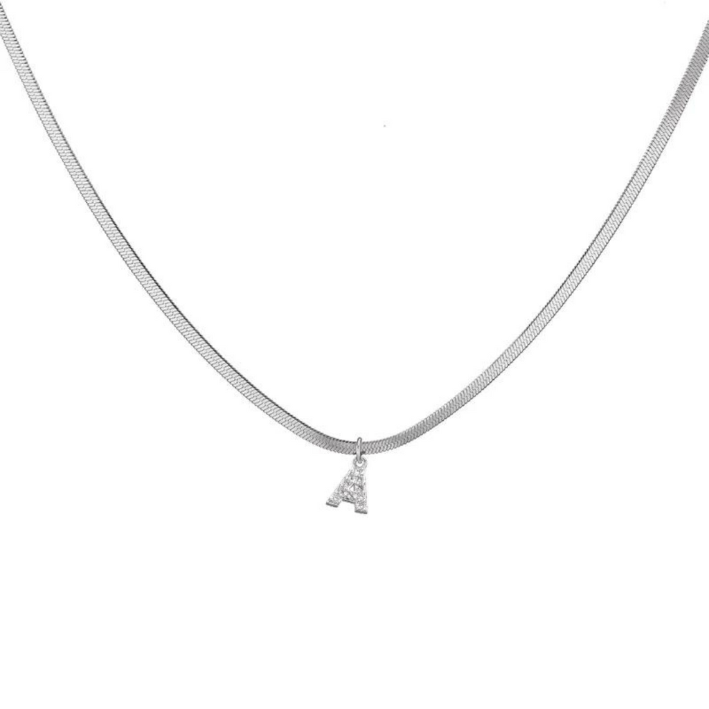 Silver Sparkly Letter Necklace