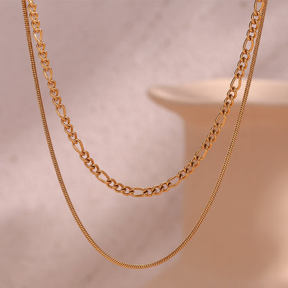 Snake and Figaro Duo Necklace
