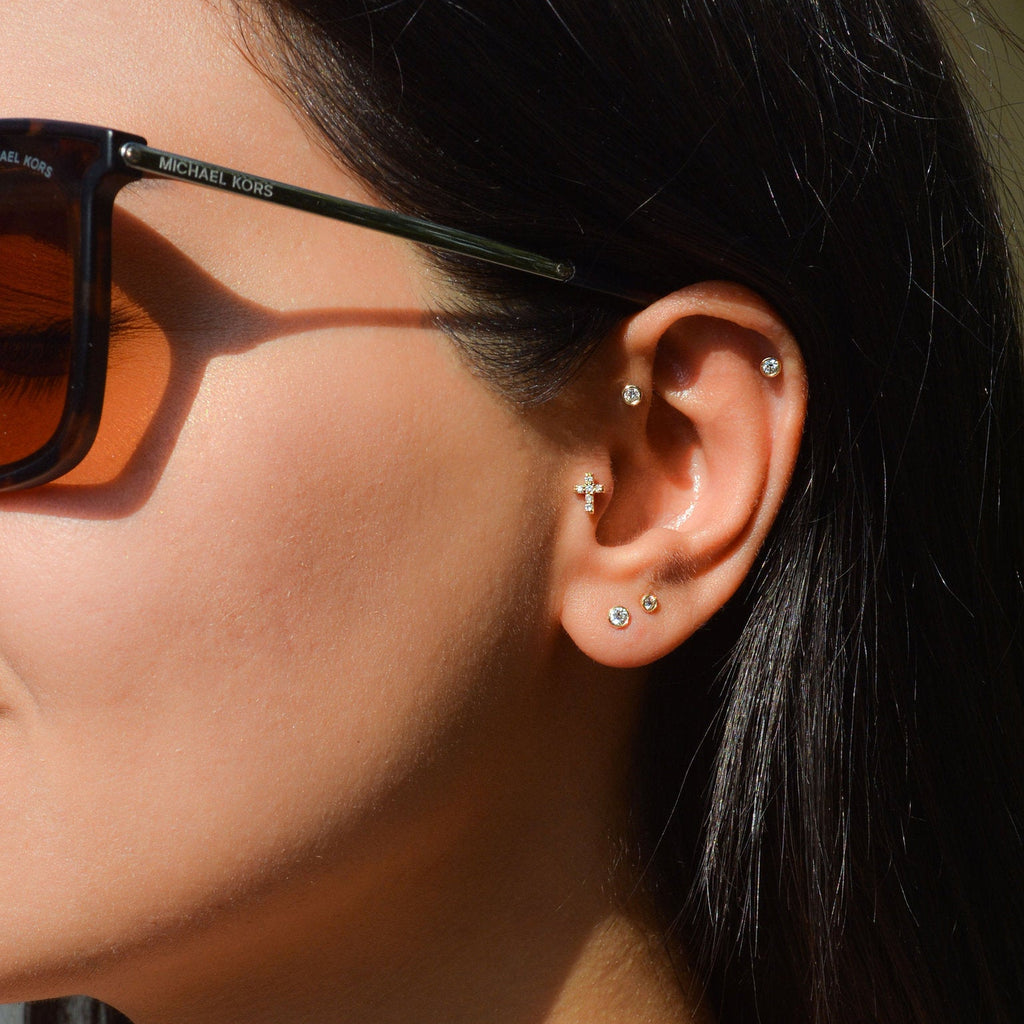 Cross | Sterling Silver Flat Back Stud 16G Gauge