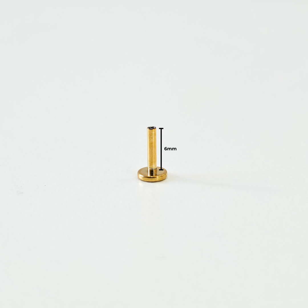 6mm Gold Plated Titanium Threadless Push-In Labret Back (1pc single)