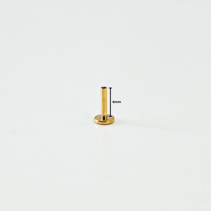 6mm Gold Plated Titanium Threadless Push-In Labret Back (1pc single)