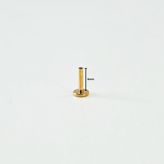 6mm Gold Plated Titanium Screw-In Labret Back (1pc single)