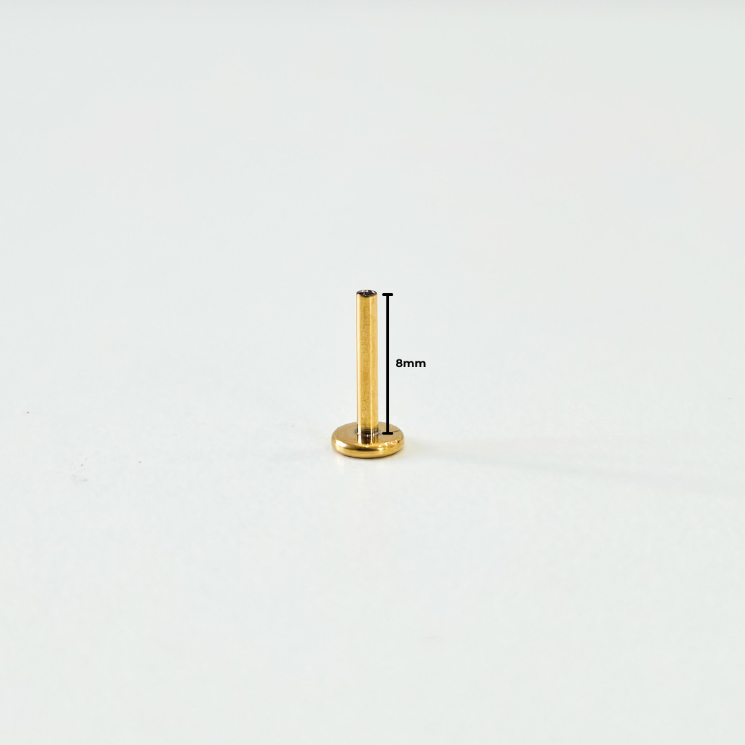 8mm Gold Plated Titanium Screw-In Labret Backs