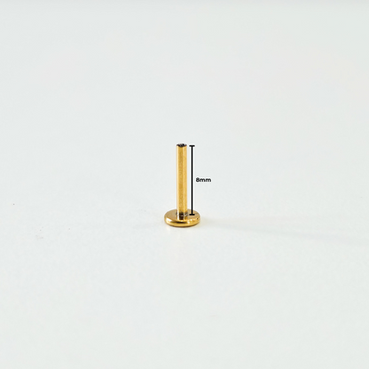 8mm Gold Plated Titanium Screw-In Labret Backs