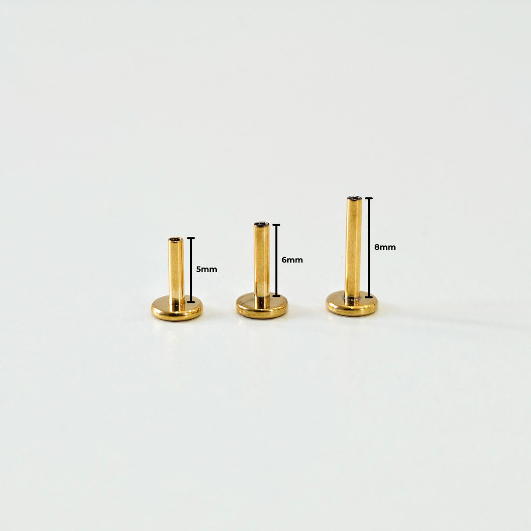 6mm Gold Plated Titanium Threadless Push-In Labret Back (1pc single)