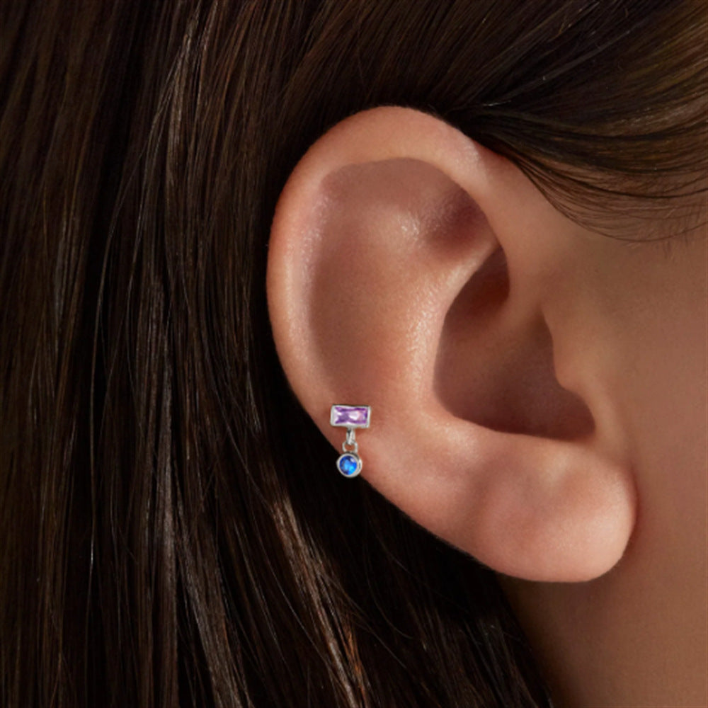 Violet | Sterling Silver Flat Back Stud 16G Gauge