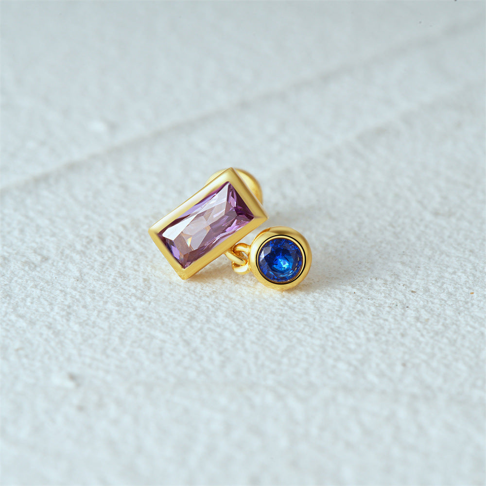 Violet | Sterling Silver Flat Back Stud 16G Gauge