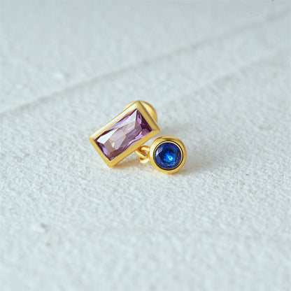 Violet | Sterling Silver Flat Back Stud 16G Gauge