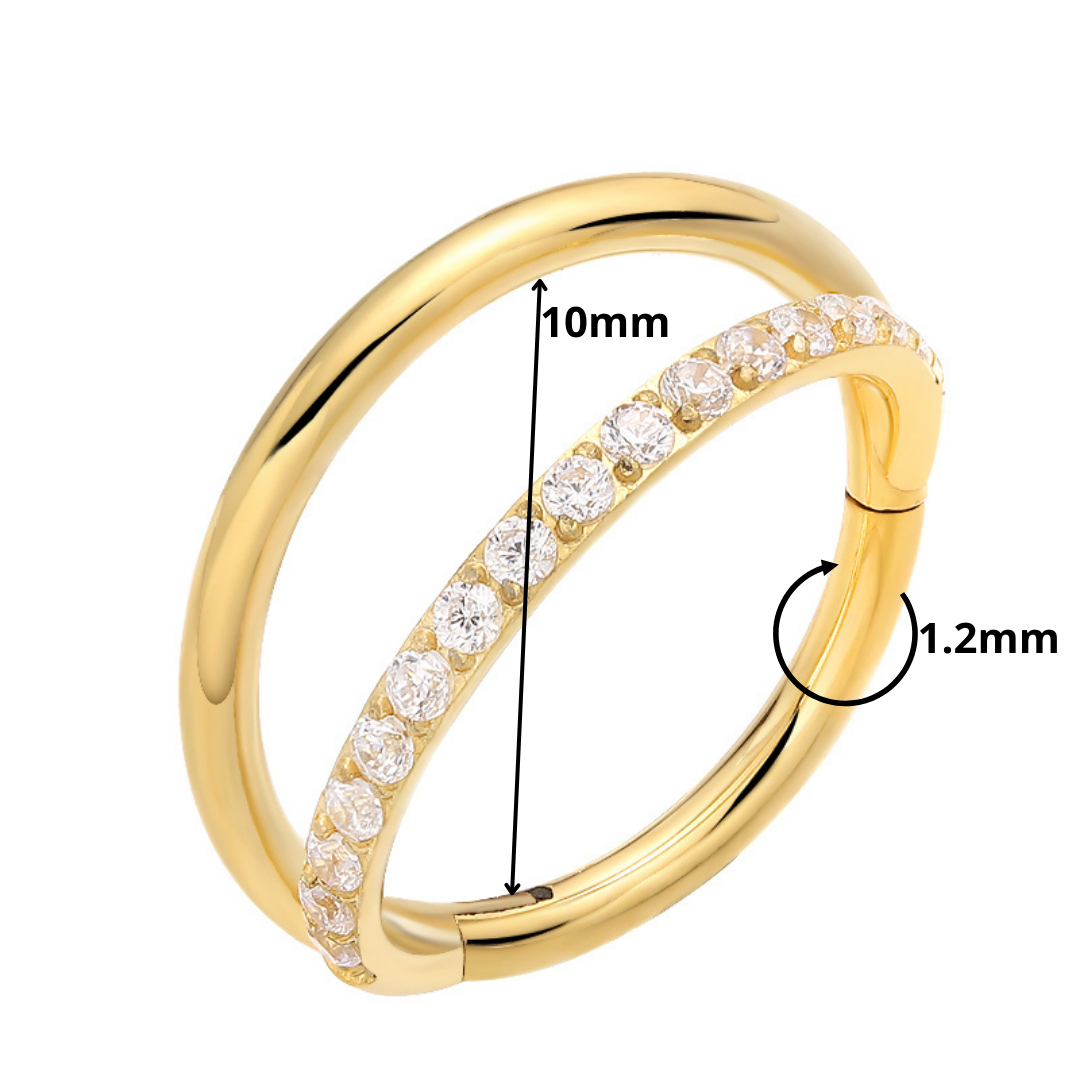 1.2mm Double CZ | G23 Titanium Clicker Ring 16G Gauge