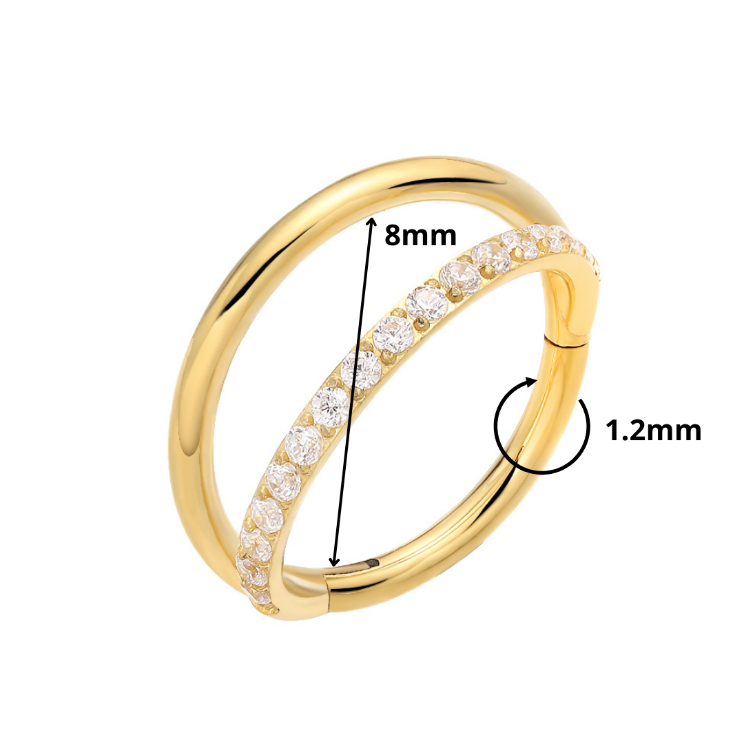 1.2mm Double CZ | G23 Titanium Clicker Ring 16G Gauge