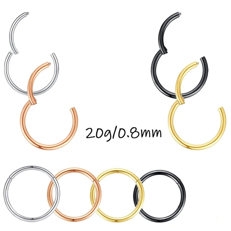 0.8mm | Stainless Steel Seamless Clicker Ring 20G Gauge