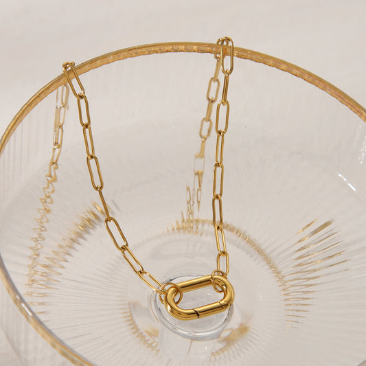 Paperclip Necklace with Oval Buckle