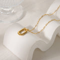 Skinny Paperclip Necklace with Oval Buckle