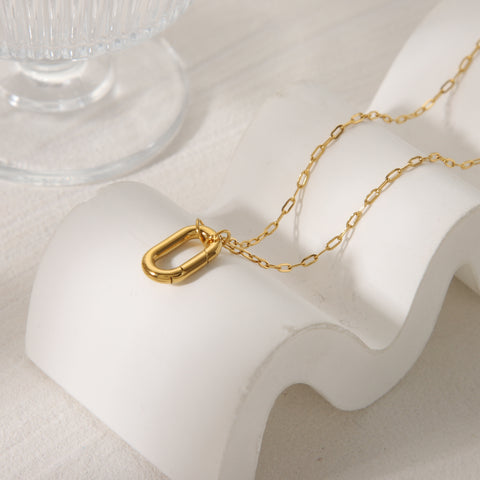 Skinny Paperclip Necklace with Oval Buckle