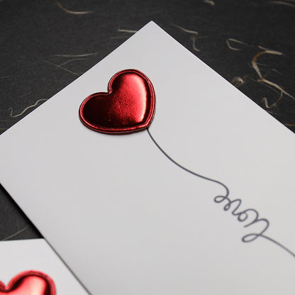 Red Heart Embossed Handwritten Gift Card