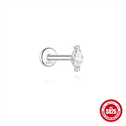 Marquise Moissanite | Sterling Silver Flat Back Stud