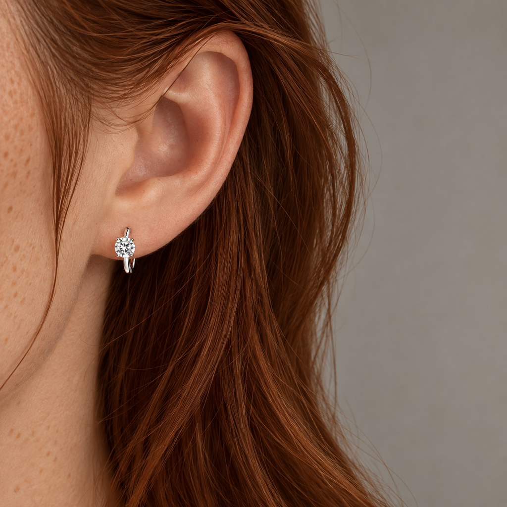 Moissanite Solitaire Hoops