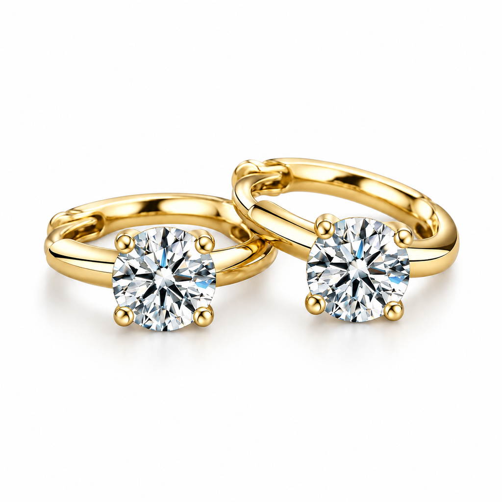 Moissanite Solitaire Hoops