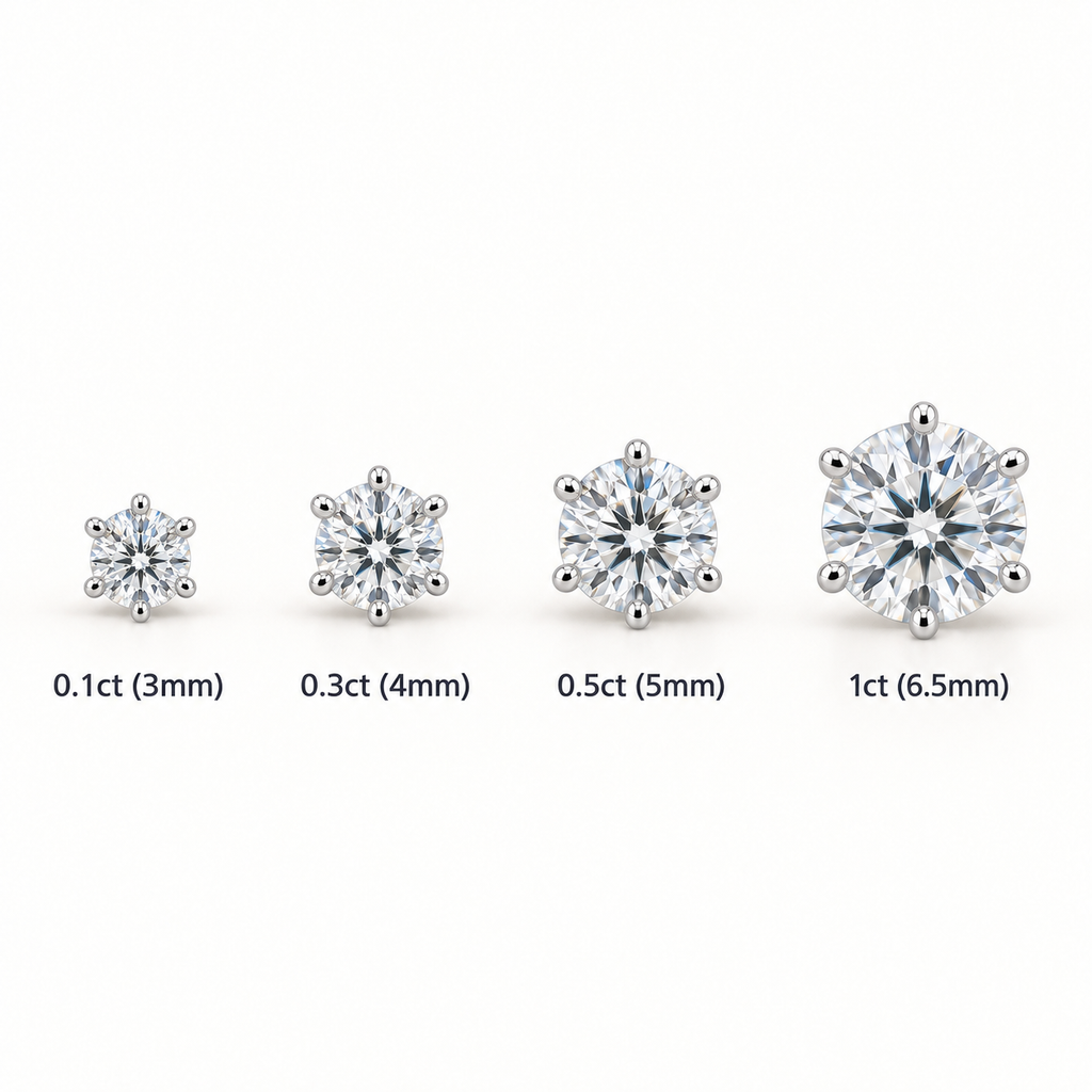 0.1ct Six Prong Moissanite Studs