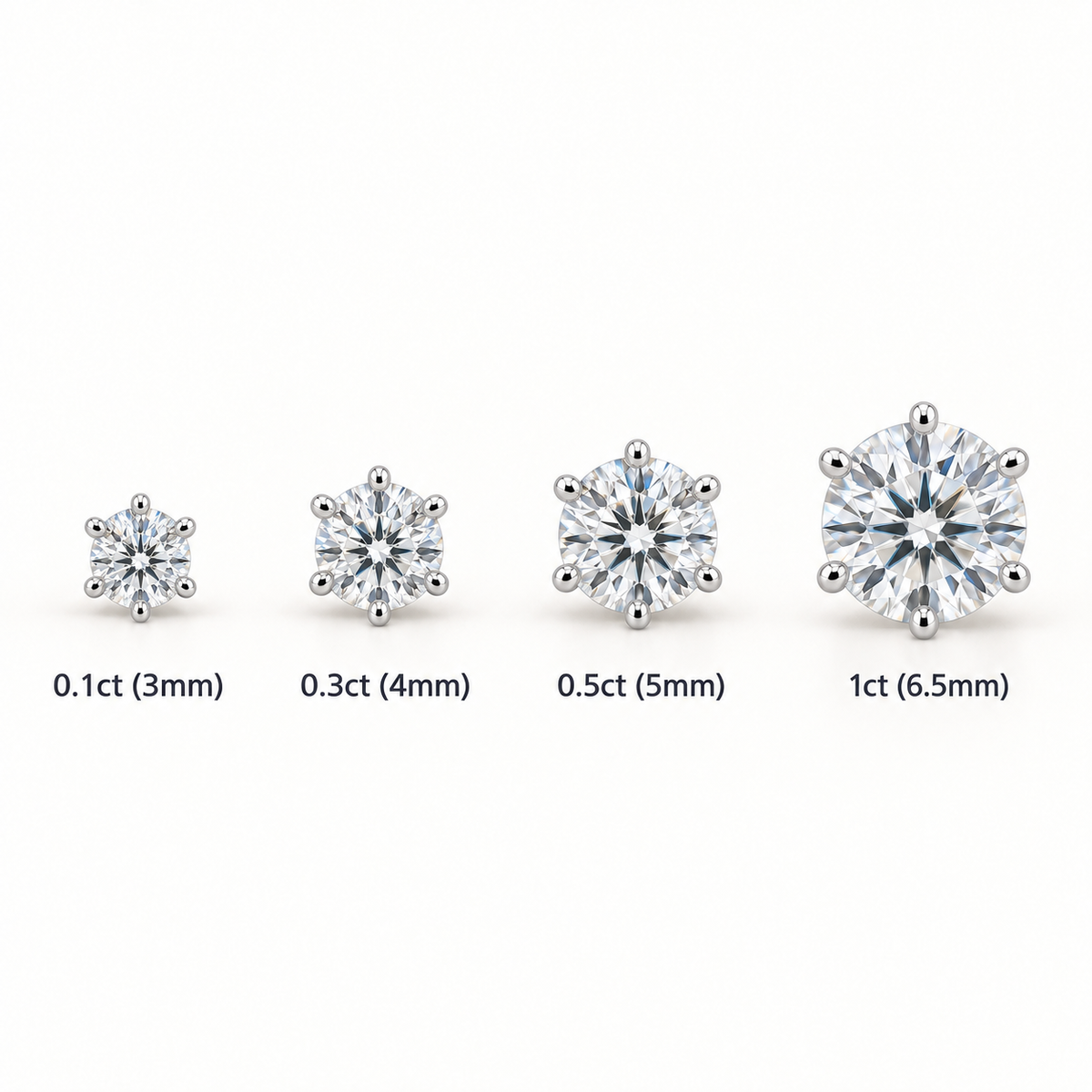 0.1ct Six Prong Moissanite Studs