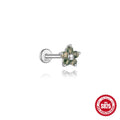 Flower Moss Agate | Sterling Silver Flat Back Stud 16G Gauge