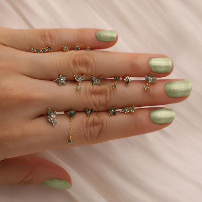 Bezel Moss Agate | Sterling Silver Flat Back Stud