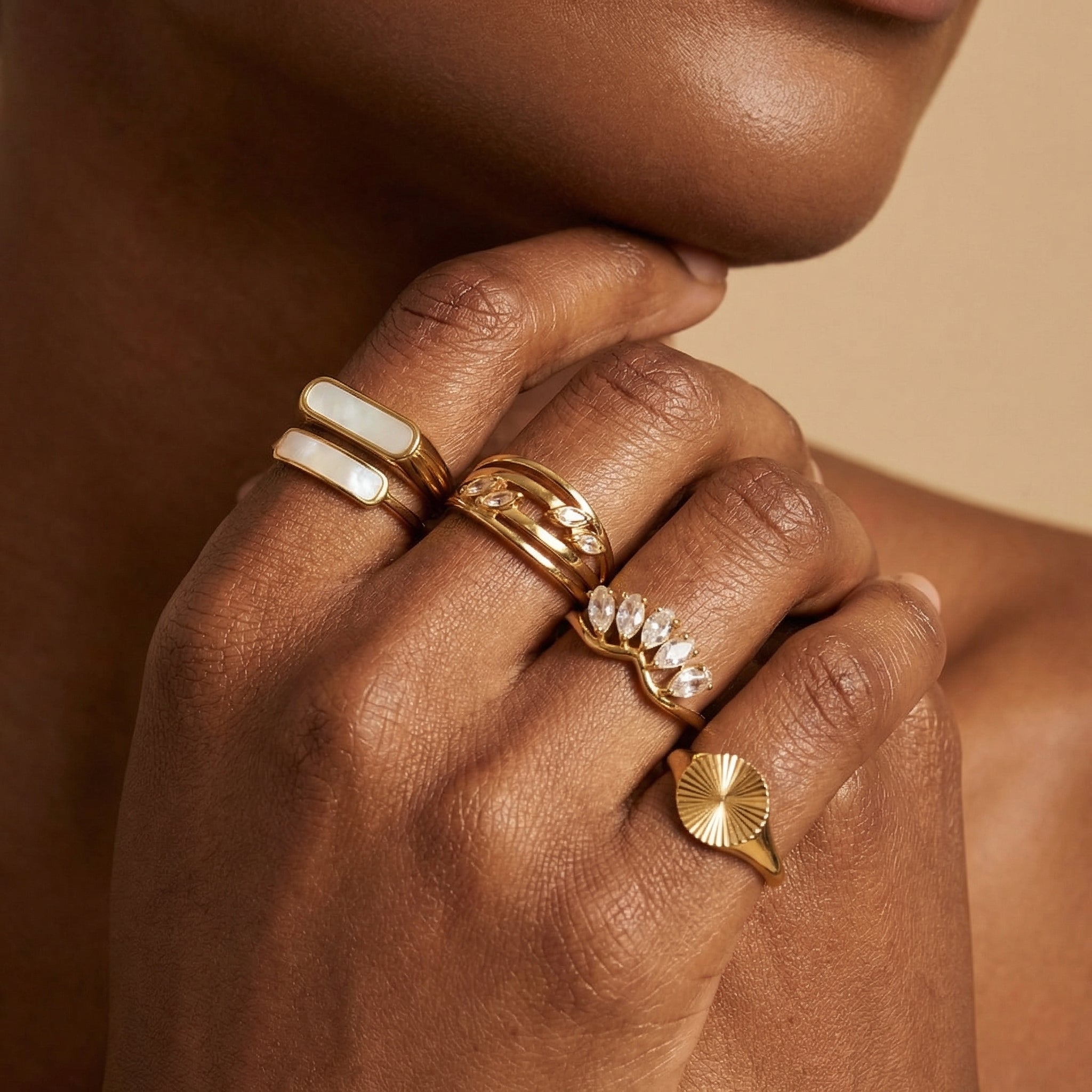 Mother of Pearl Signet Ring