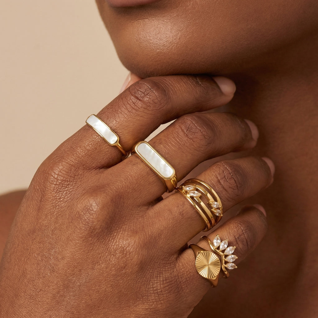 Mother of Pearl Signet Ring