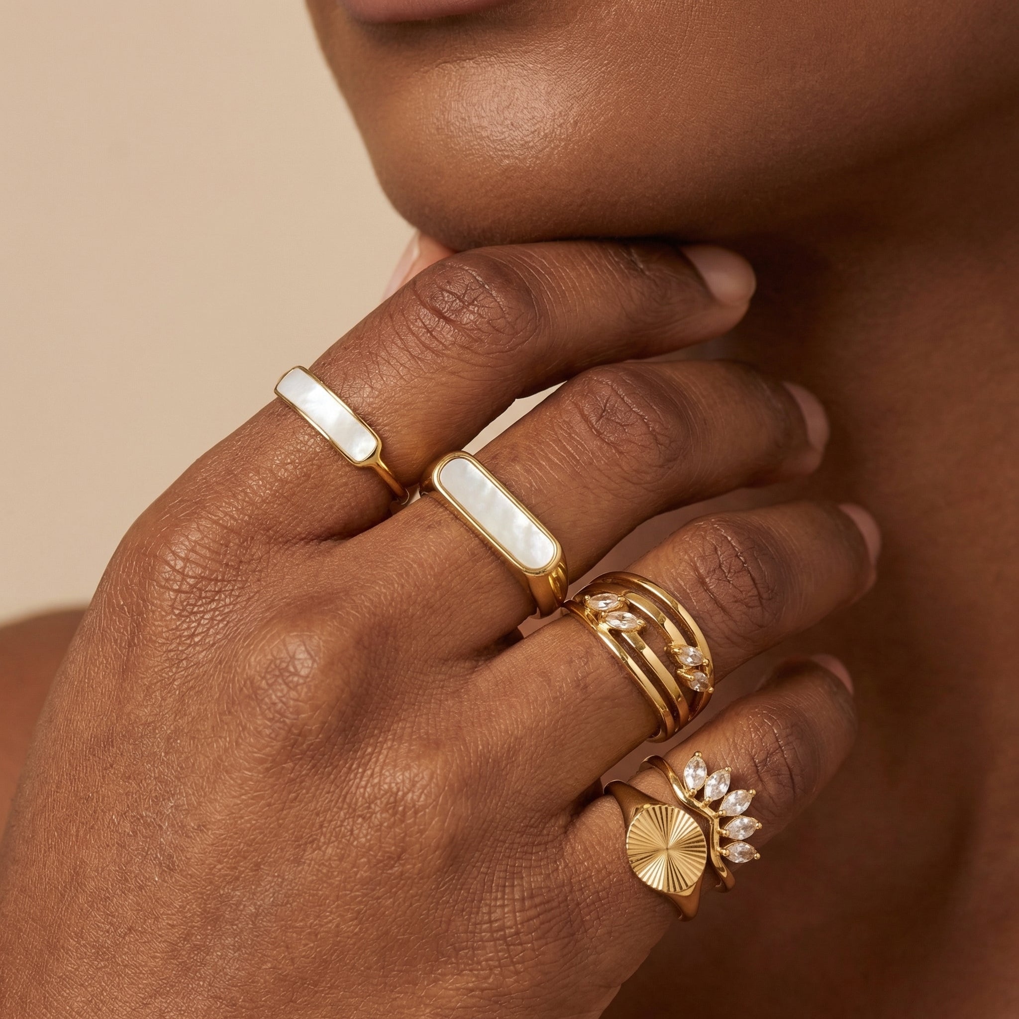 Mother of Pearl Signet Ring