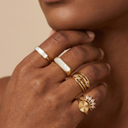 Mother of Pearl Signet Ring