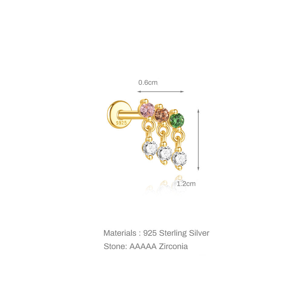 Pastel Drip | Sterling Silver Flat Back Stud 16G Gauge