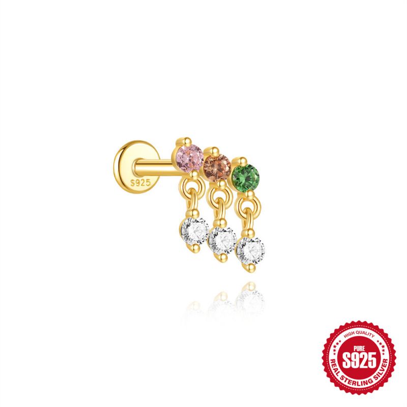Pastel Drip | Sterling Silver Flat Back Stud 16G Gauge