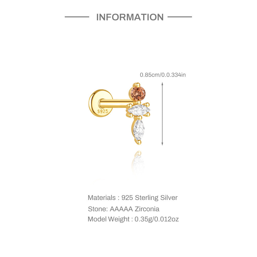 Pastel Sprite | Sterling Silver Flat Back Stud 16G Gauge