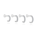 Pave CZ Hybrid Huggie | Sterling Silver Flat Back Stud 16G Gauge